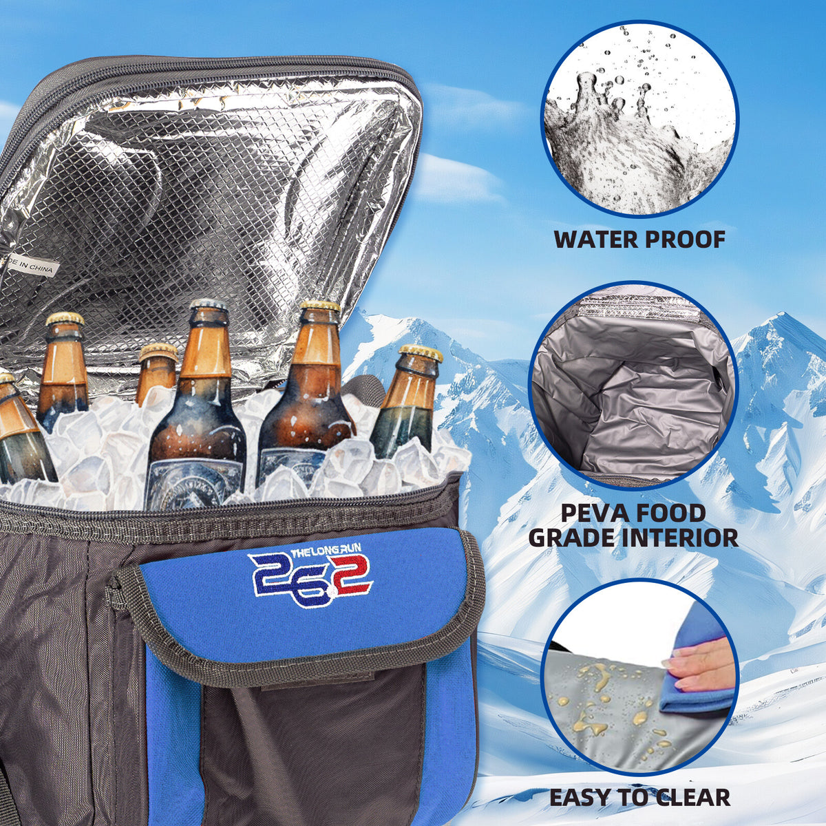 Insulated Soft-Sided Cooler Bag for 9 Cans, Leakproof Lunch Tote with Adjustable Strap