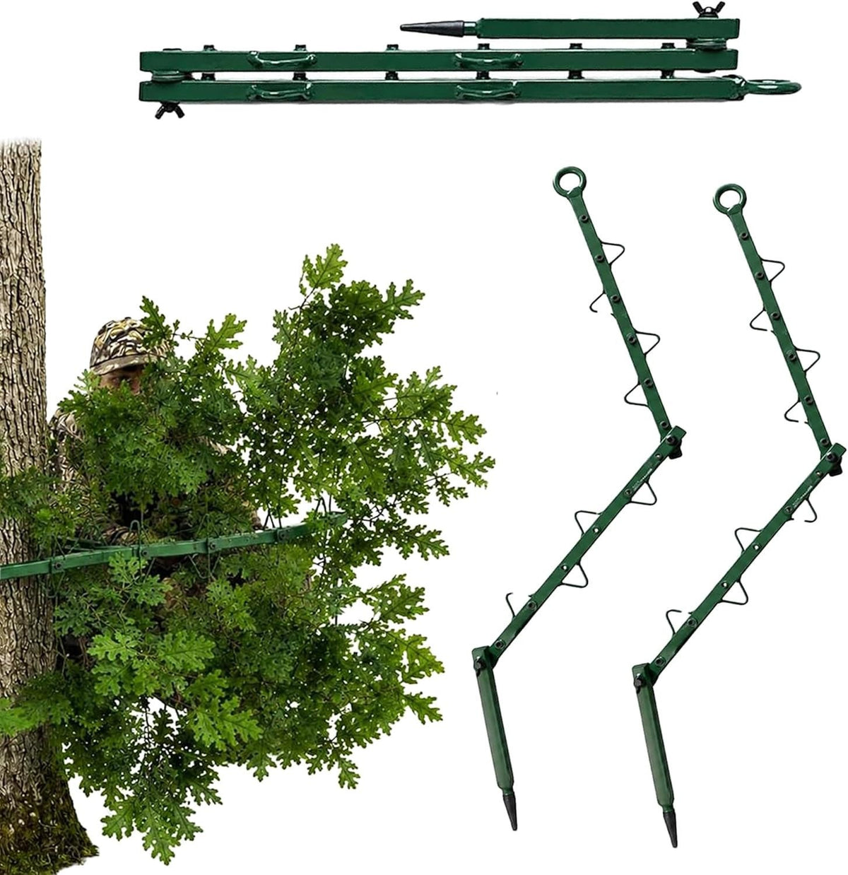 Camouflage Branch Stand Set for Hunting Tree Concealment - Weatherproof Metal