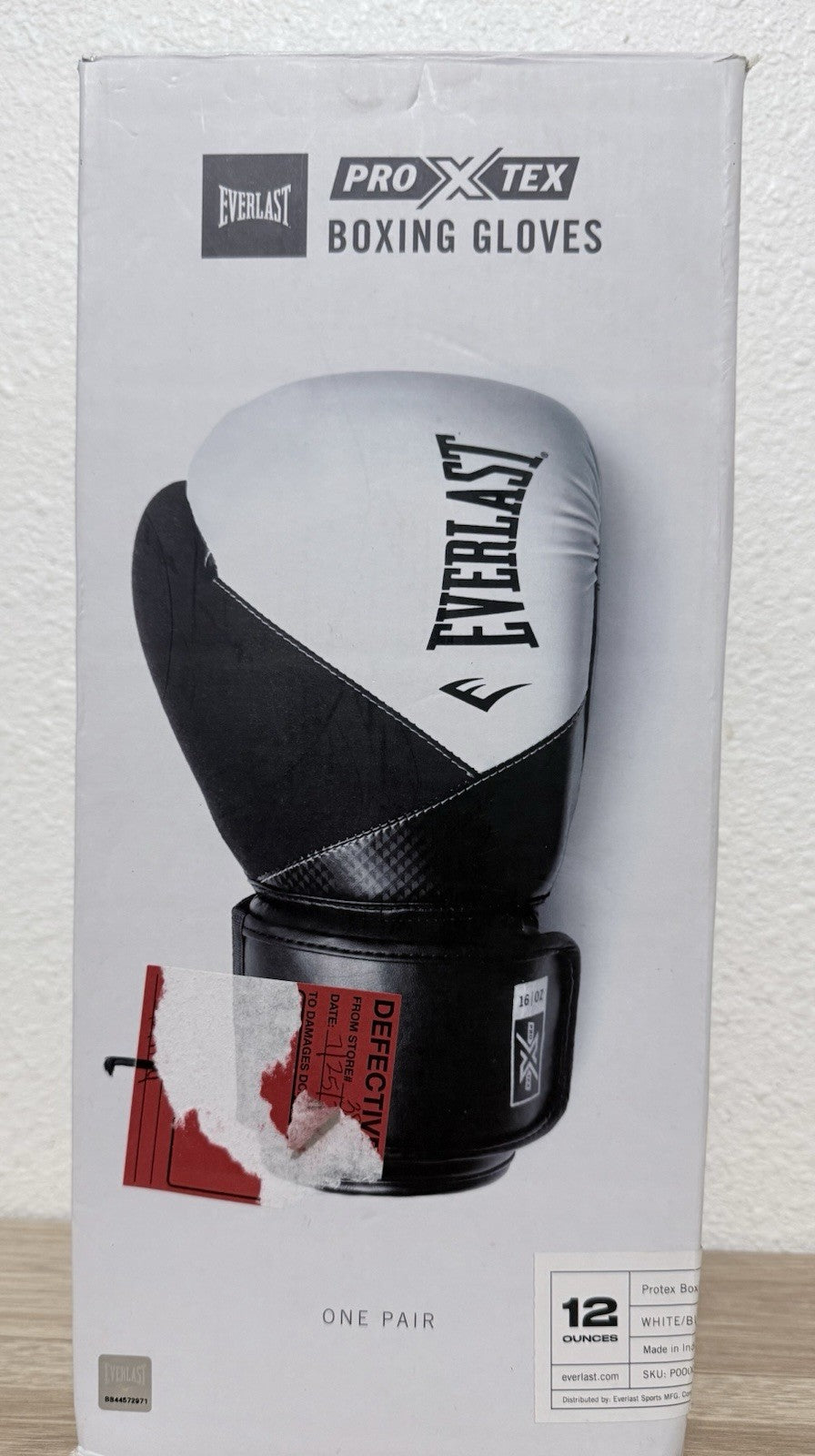 Adult Boxing Gloves Pair 12oz Unisex Training Gear Black White