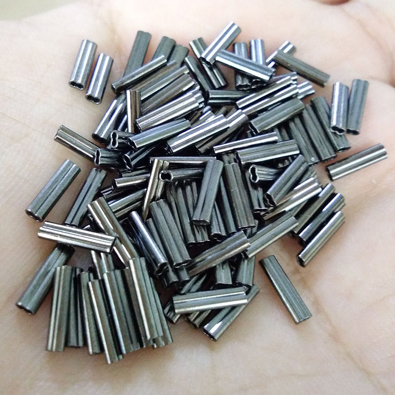 Copper Double Barrel Fishing Crimp Sleeves for Line Connectors, Brass Tackle Kit