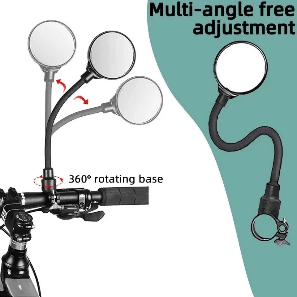 Bike Handlebar Mirror 2 Pack - Adjustable Rotatable Wide Angle Rear View