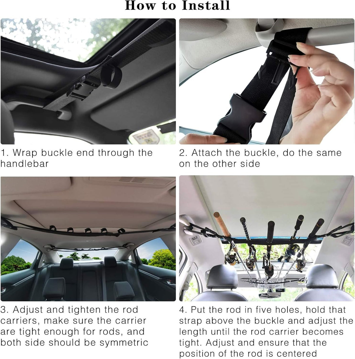 Car Fishing Rod Holder Rack Kit - 6-Piece Vehicle Rod Storage & Organizer