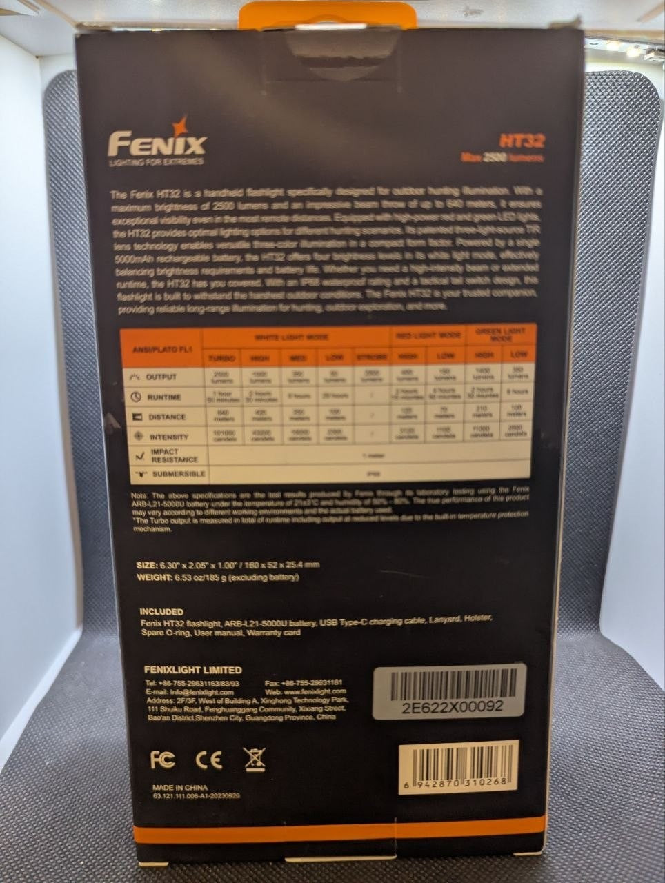 Fenix HT32 2500 Lumens LED Flashlight with Red & Green Output - Model ARB-L21-5000