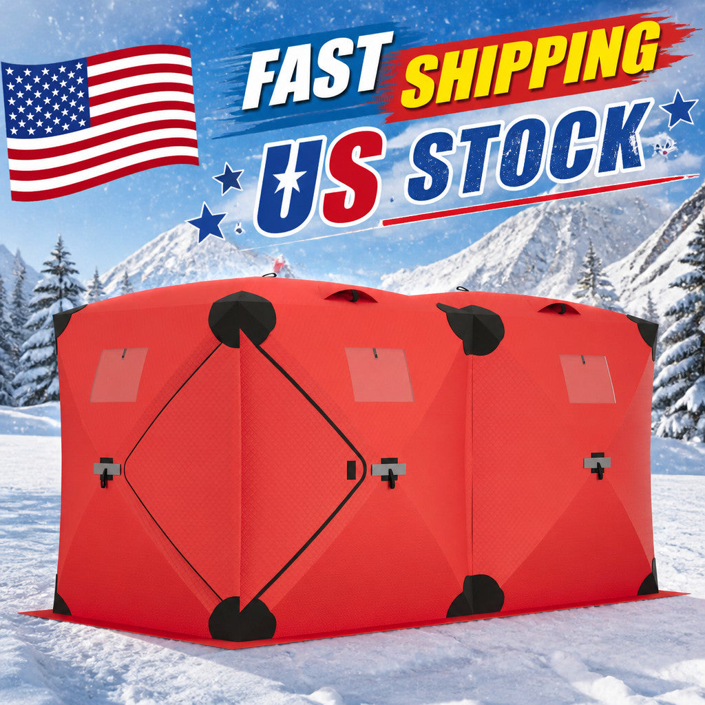 Insulated Pop Up Ice Fishing Shelter for 4-6 People, 210D Oxford Fabric