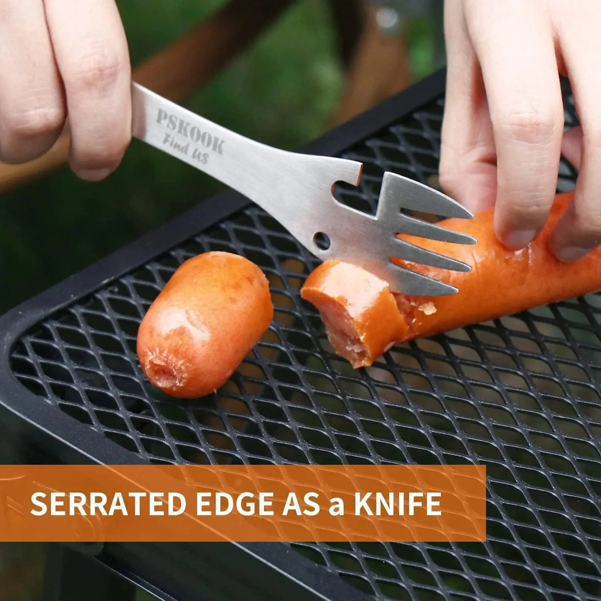 5-in-1 Stainless Steel Camping Spork Set with Bottle Opener & Carabiner