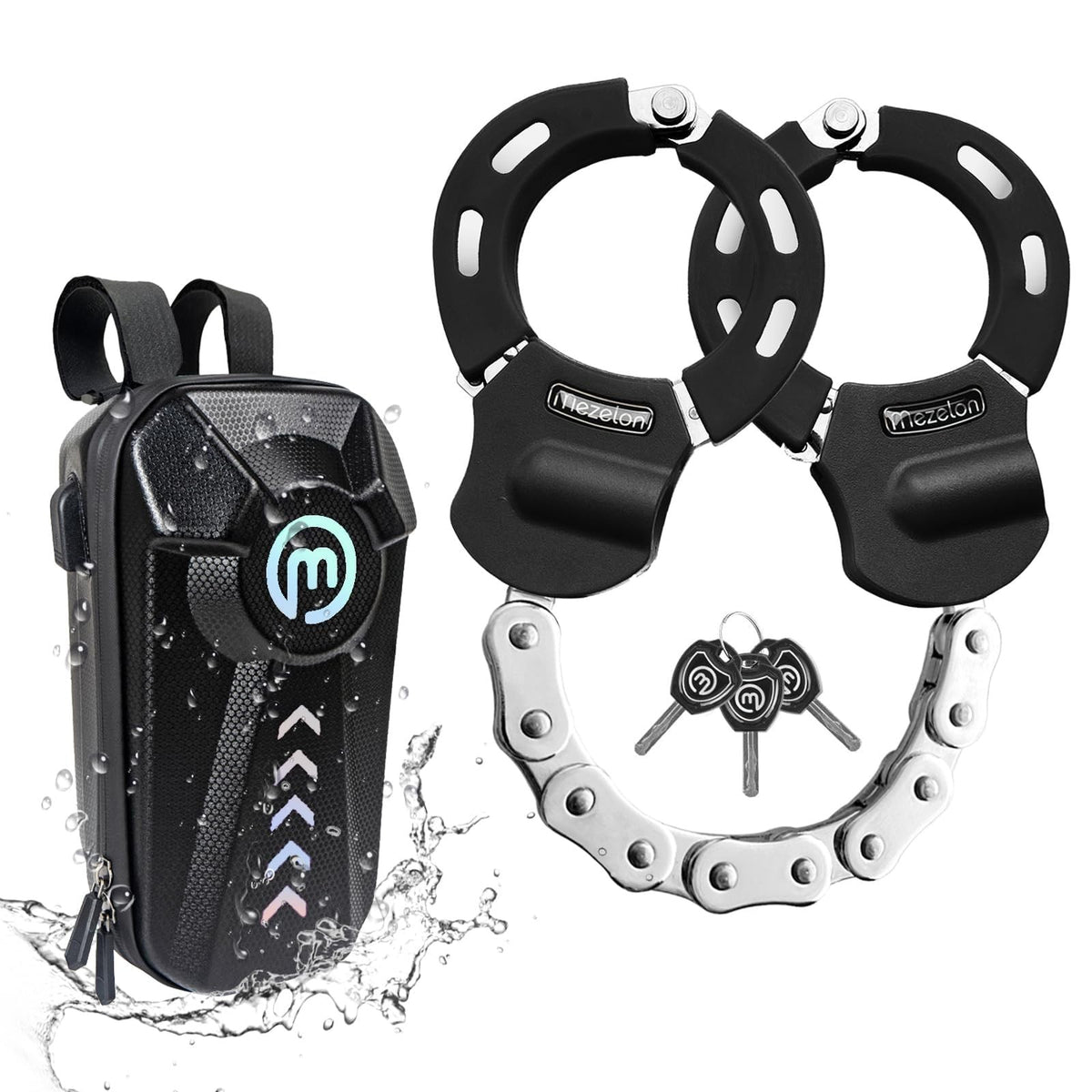 Heavy Duty 8mm Chain Lock for Electric Scooters with 3 Keys & Waterproof Bag