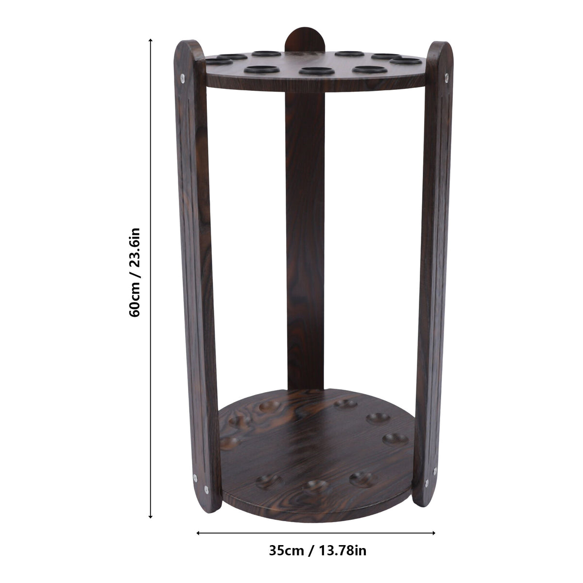 Floor Stand 9-Hole Billiard Cue Holder Rack, Wooden Pool Cue Storage