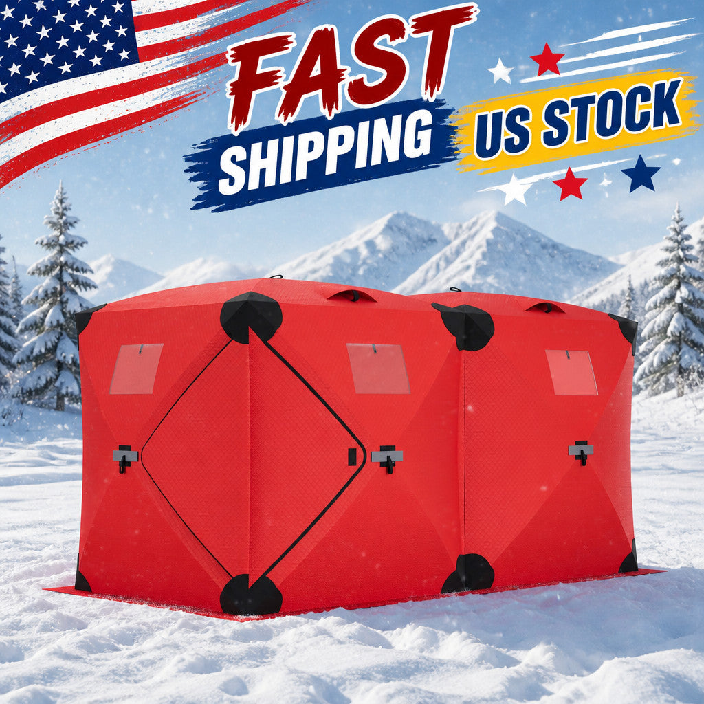 Insulated Pop Up Ice Fishing Shelter for 4-6 People, 210D Oxford Fabric