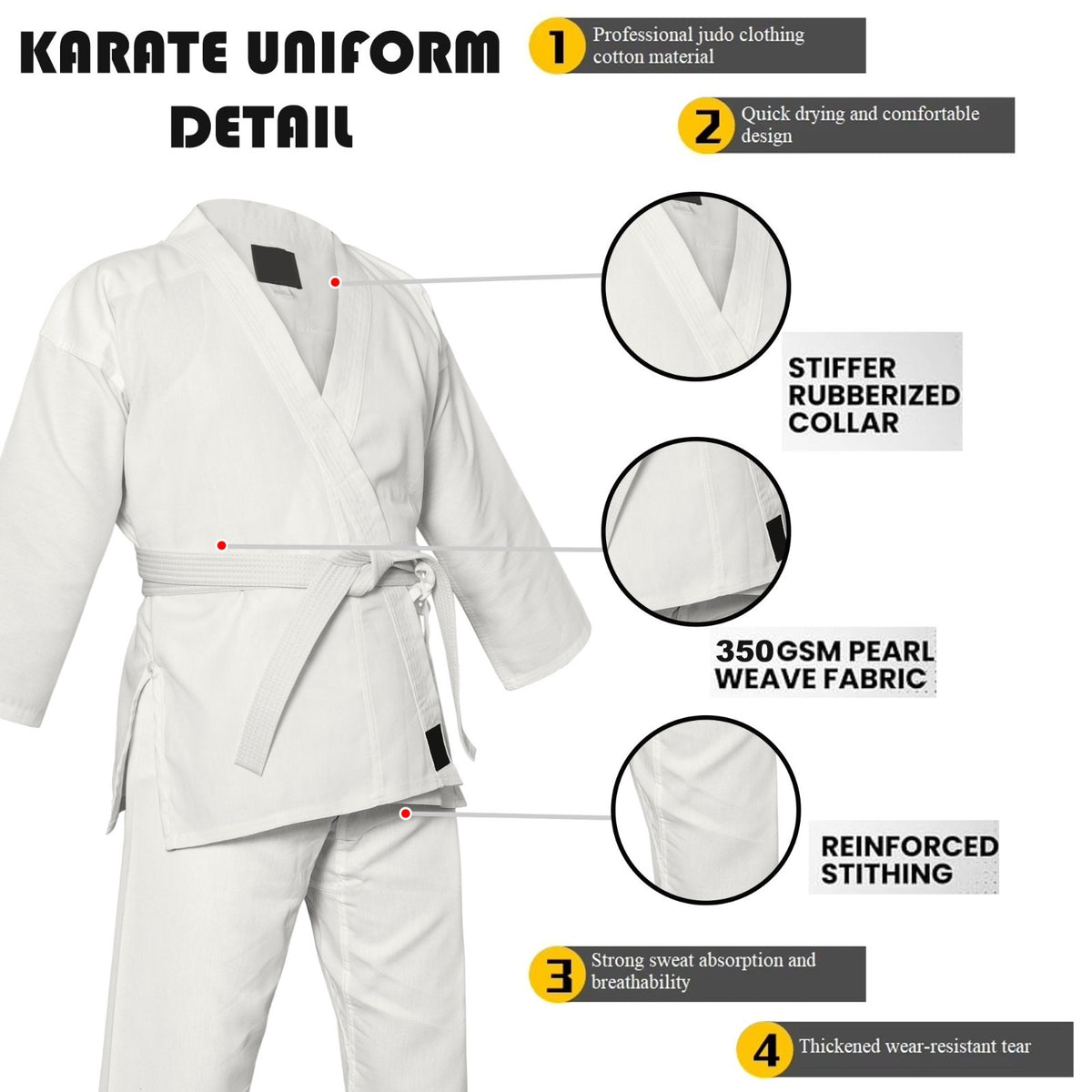 Lightweight Martial Arts Karate Gi Uniform for Kids & Adults with Belt