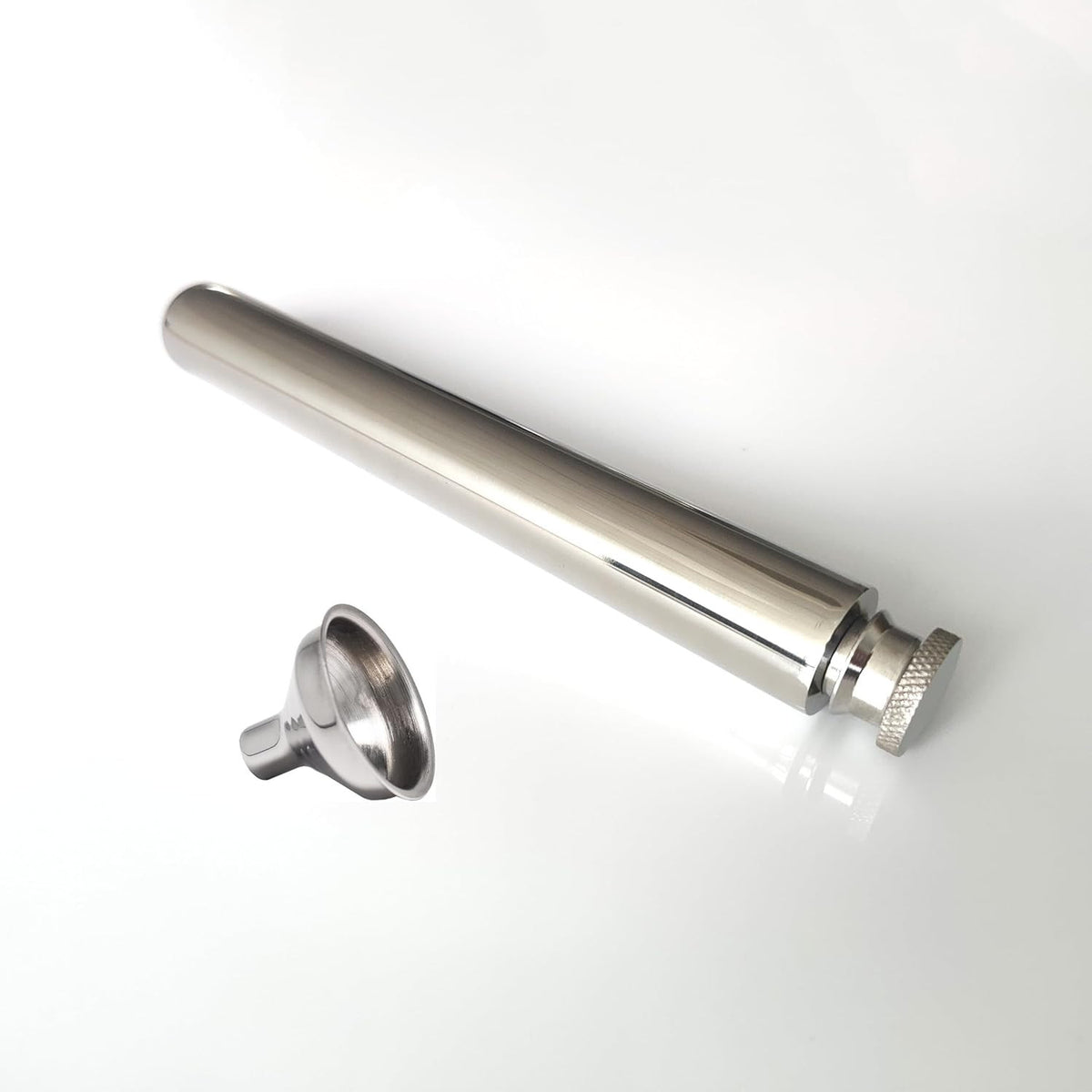 Stainless Steel 2oz Portable Water Bottle Flask with Funnel - Mirror Finish