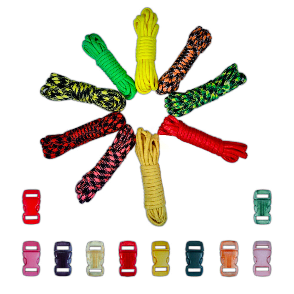 Paracord DIY Bracelet Kit with Buckles - 100 FT Paracord Crafting Set