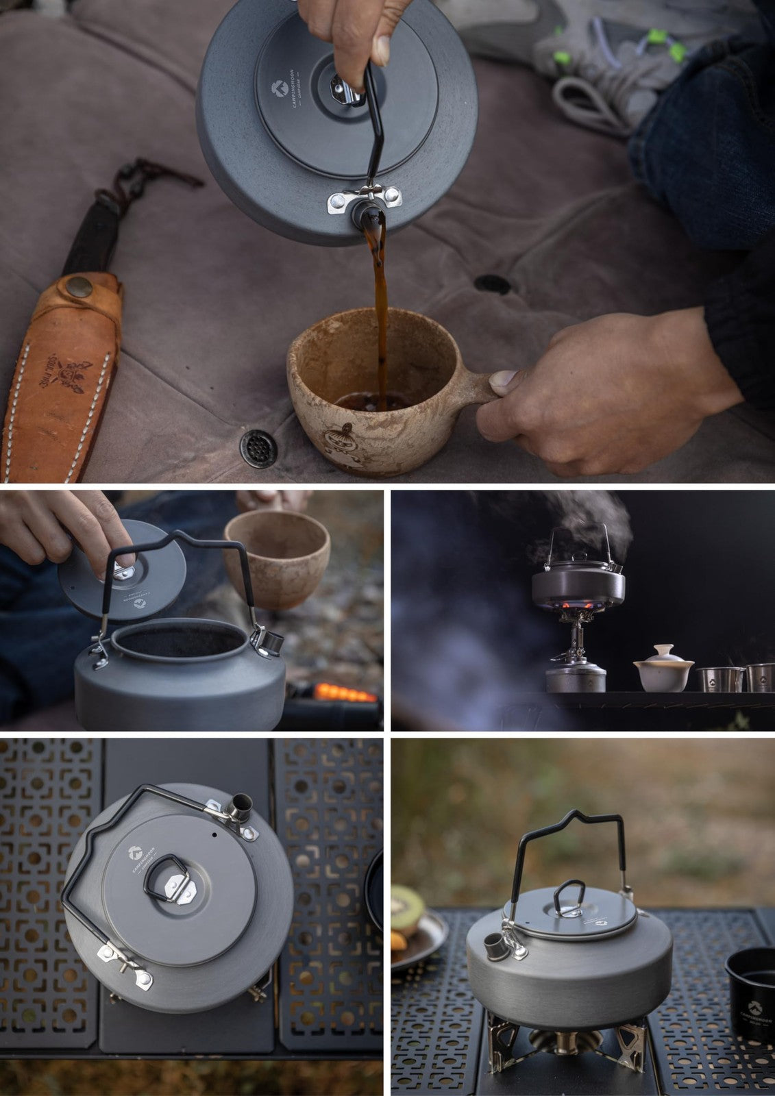 Portable 0.8L Camping Kettle for Coffee Tea - Lightweight Aluminum Design
