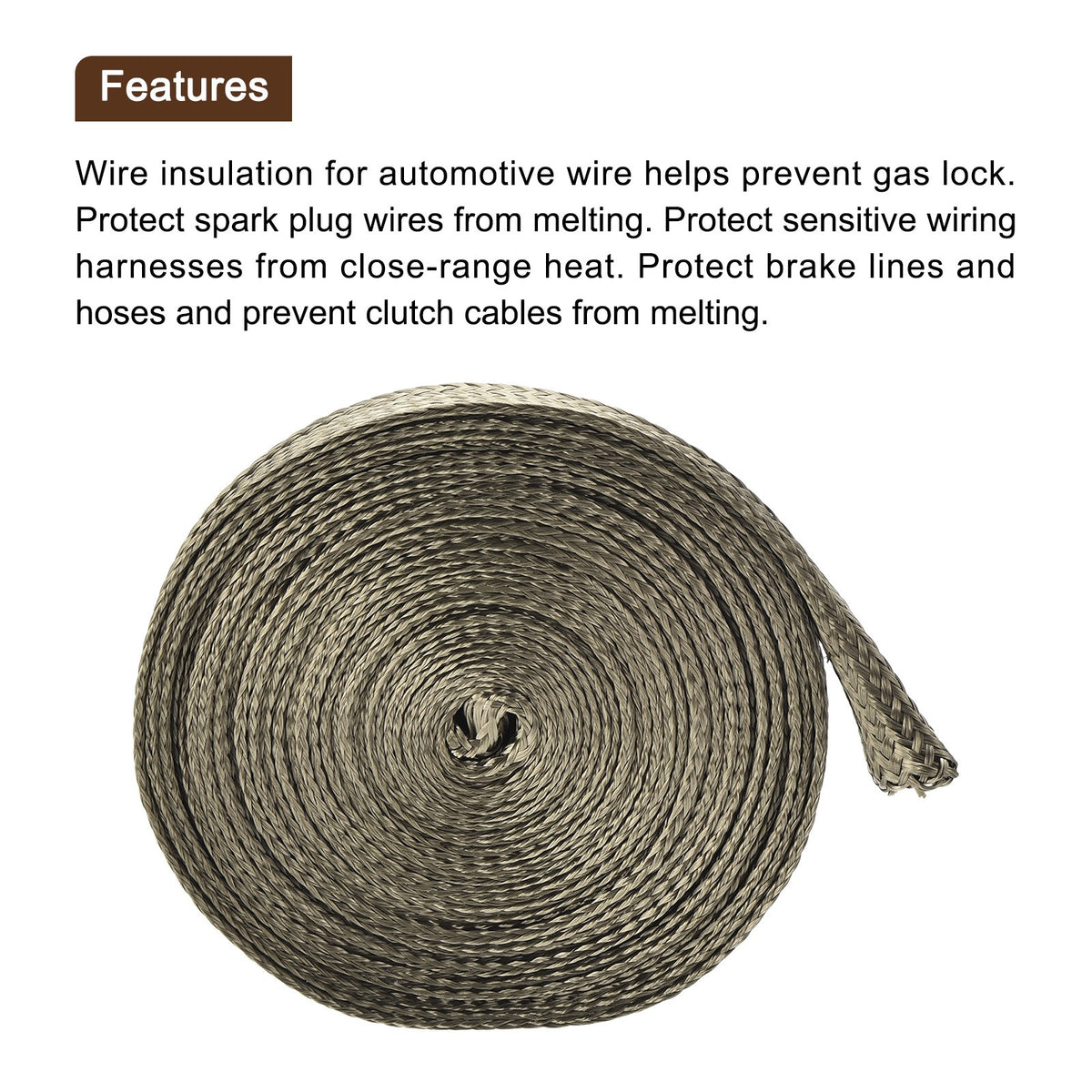 Automotive Heat Shield Sleeve 0.3 Inch ID 16Ft Fuel Line Protection Titanium