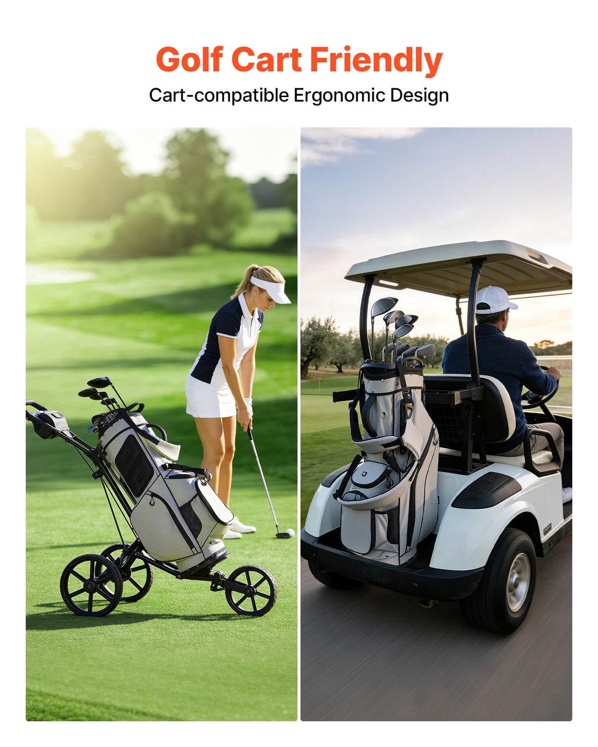 14-Way Golf Cart Bag with Dual Shoulder Straps & Rain Hood – Men & Women