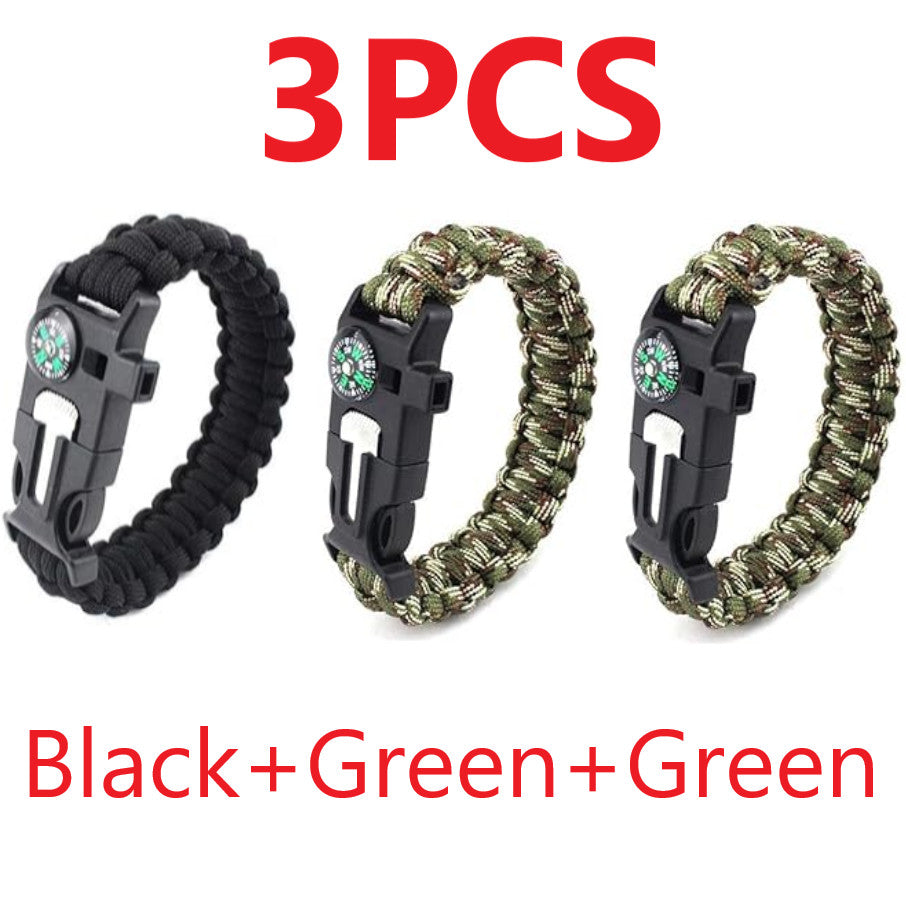 Multifunctional Survival Paracord Wristband with Compass Fire Starter Whistle