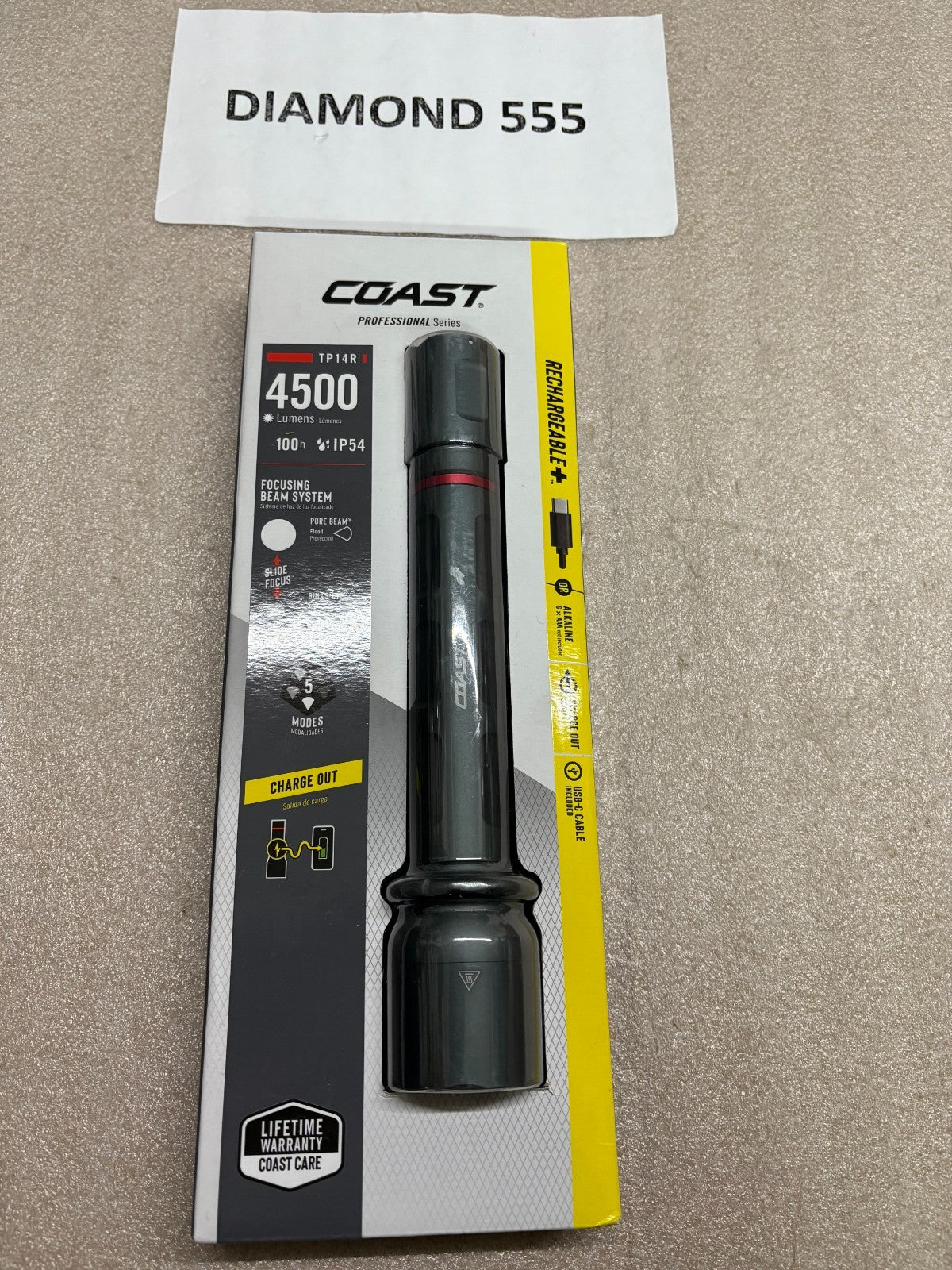 Coast Professional Series 4500 Lumen Focusing Beam Flashlight - Rechargeable Outdoor Light