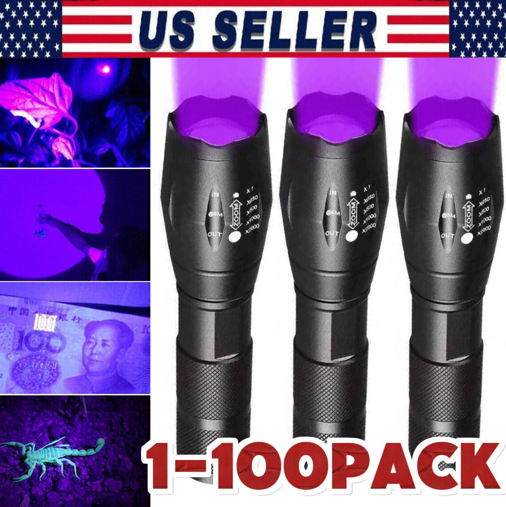 UV Flashlight Black Light Torch 120000lm Waterproof UV LED Lamp for Detecting Currency & Invoices