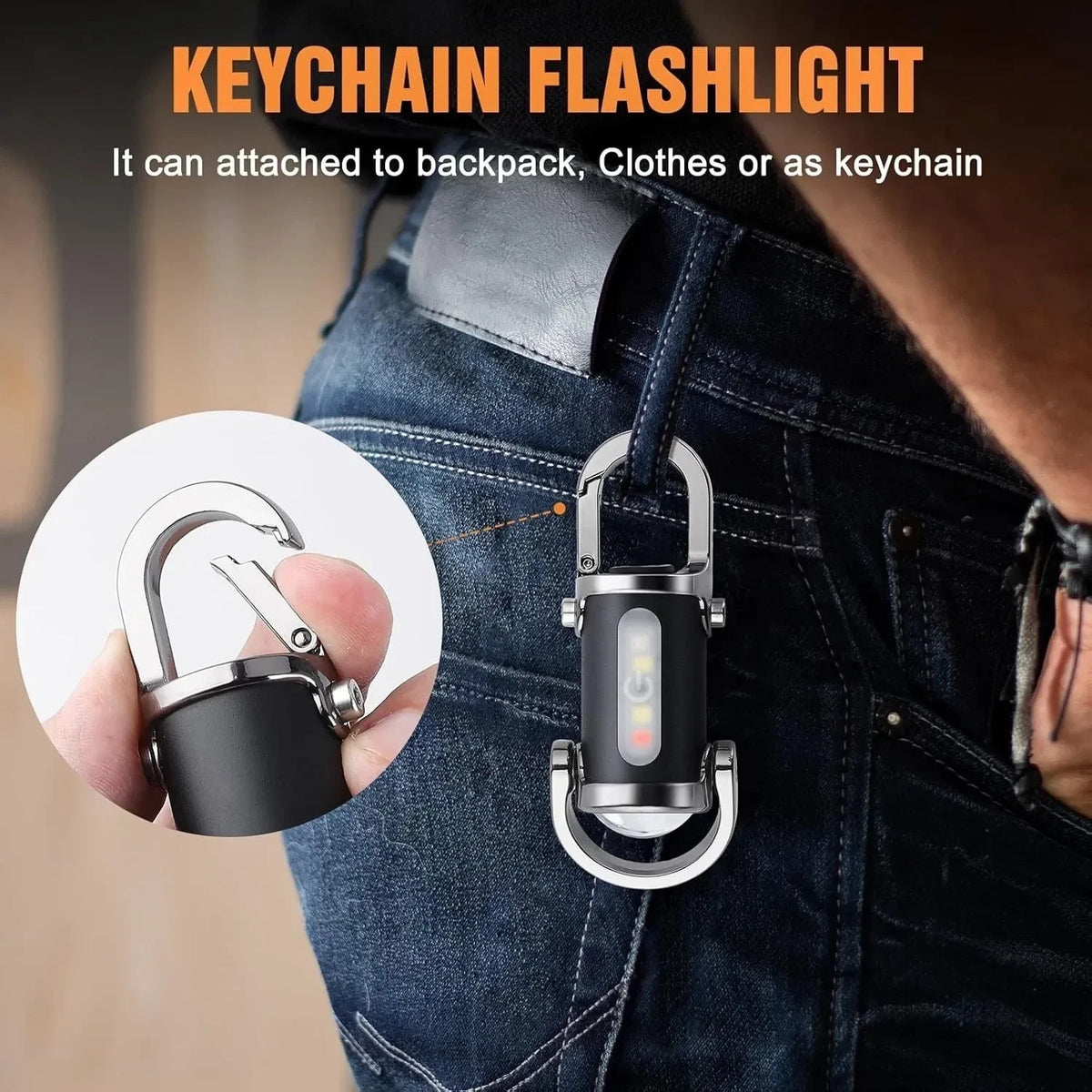 Rechargeable Mini LED Keychain Flashlight Waterproof Portable Torch for Camping
