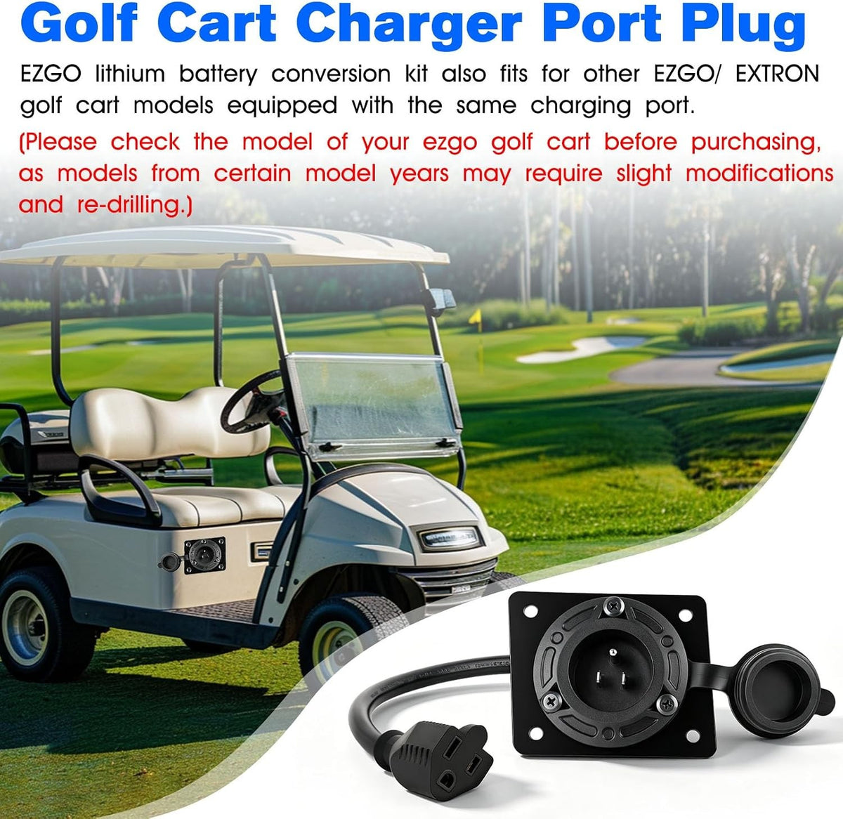 Golf Cart Charging Port Cover Plate Waterproof Dustproof 120V Adapter