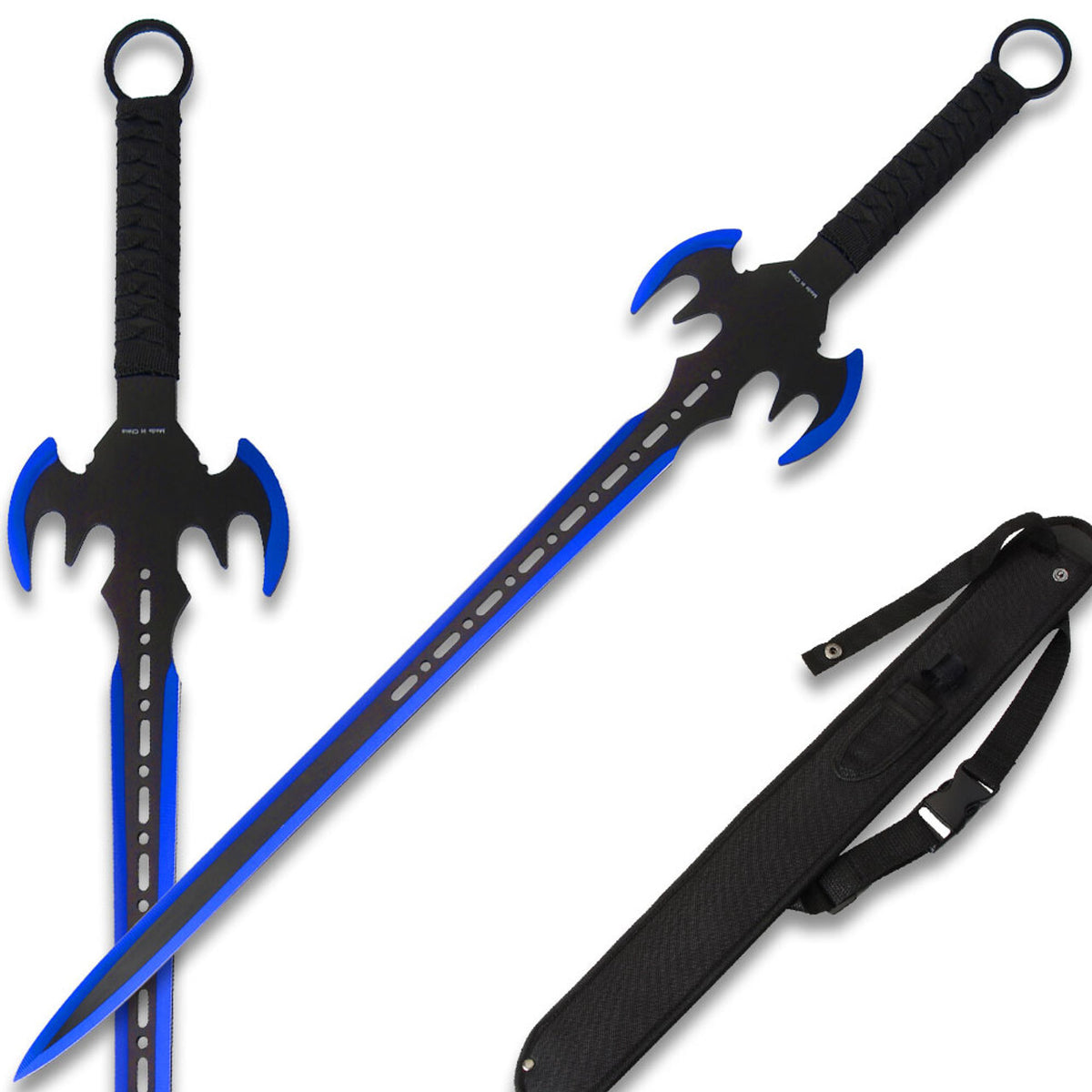 Fantasy Ninja Bat Sword Set - 26.5 Inch Stainless Steel Throwing Weapon, 2 Pieces