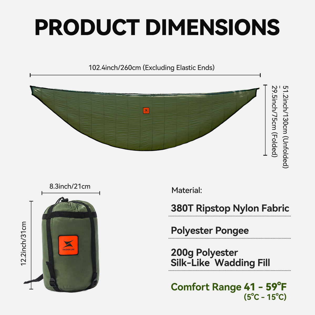 Outdoor Camping Hammock with Under Quilt and Mosquito Net - Ultralight & Waterproof
