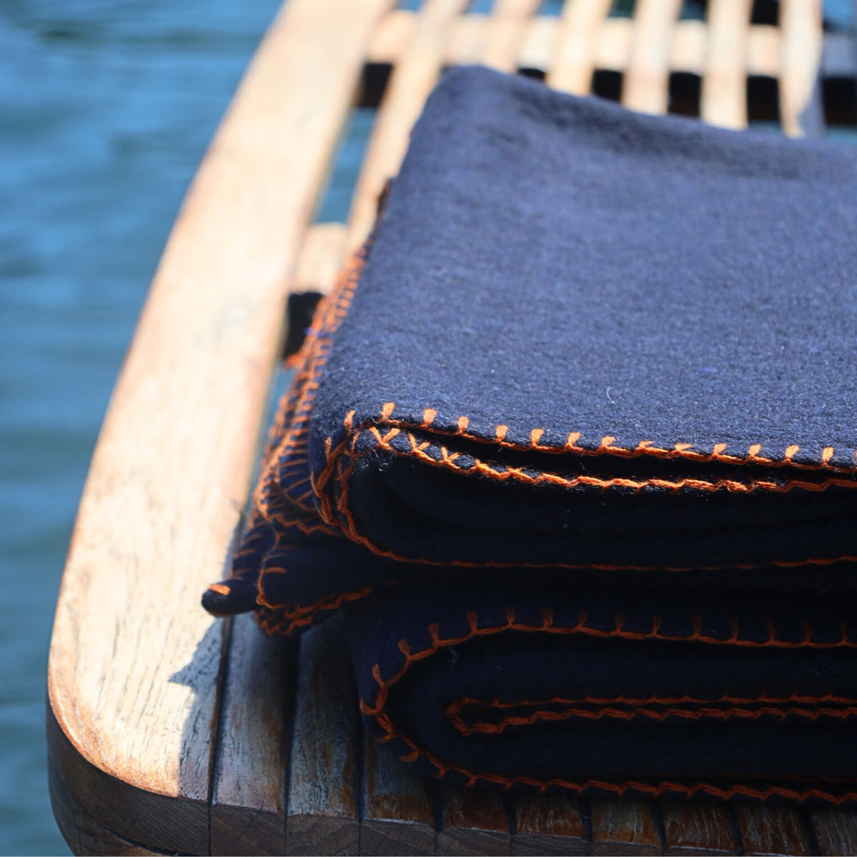 Heavy Duty Wool Blanket for Camping Emergency Preparedness 64 x 84 Inches - Navy Blue