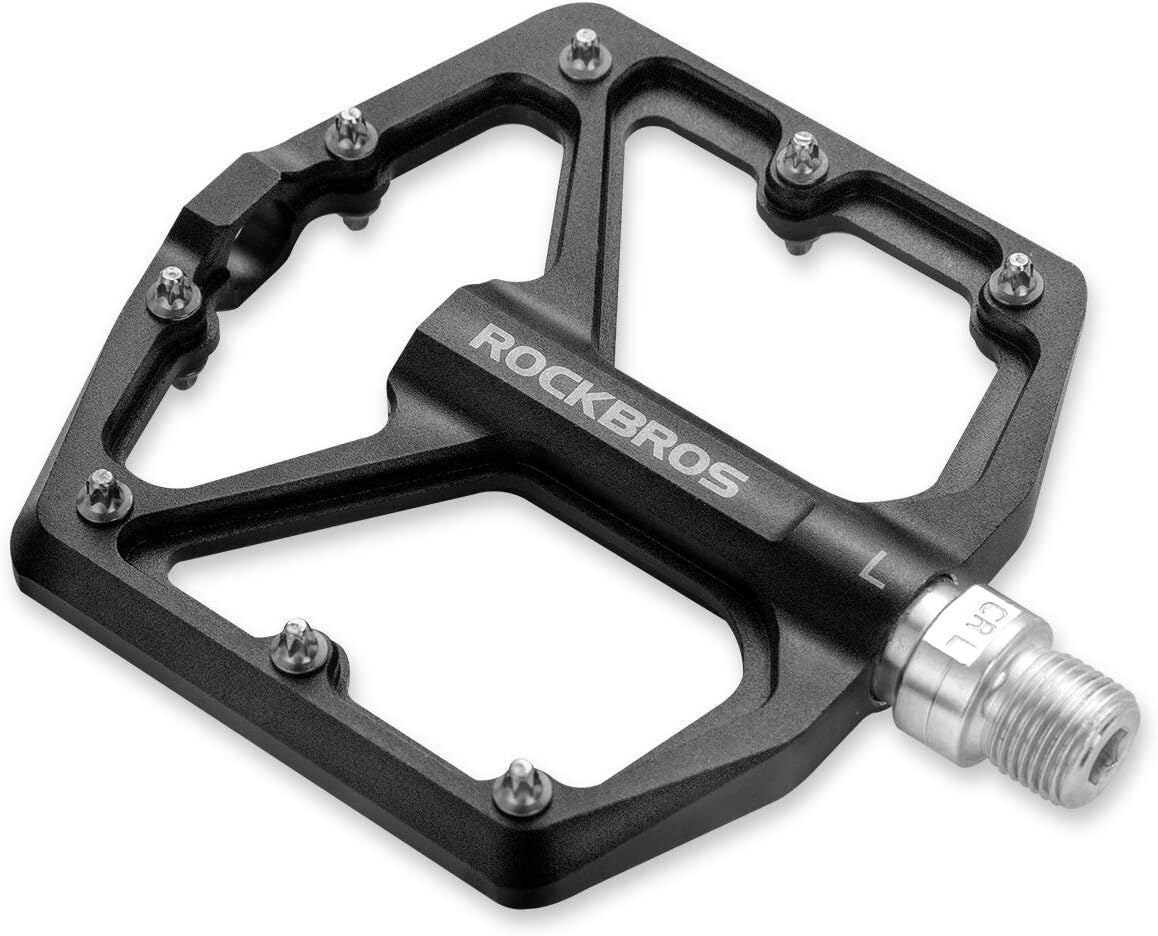 Aluminum Alloy Bicycle Pedals Waterproof Wide Flat 9/16 Inch 2 Pack