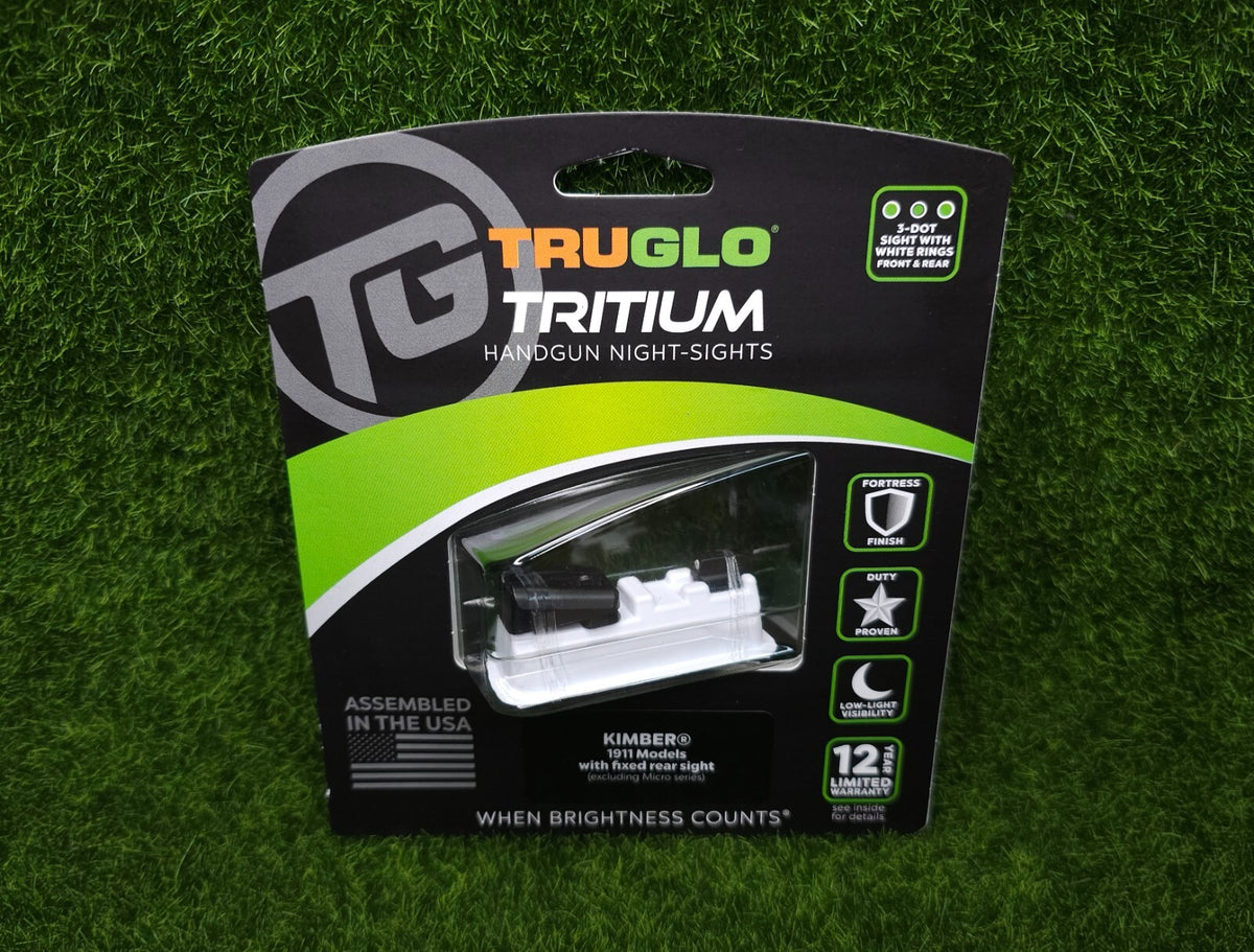 Tritium Night Sight Set for Kimber 1911 Green & White Dots - Solid Steel