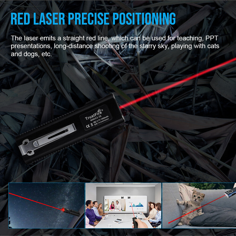 Rechargeable Mini LED Flashlight with UV Light & Laser - Waterproof