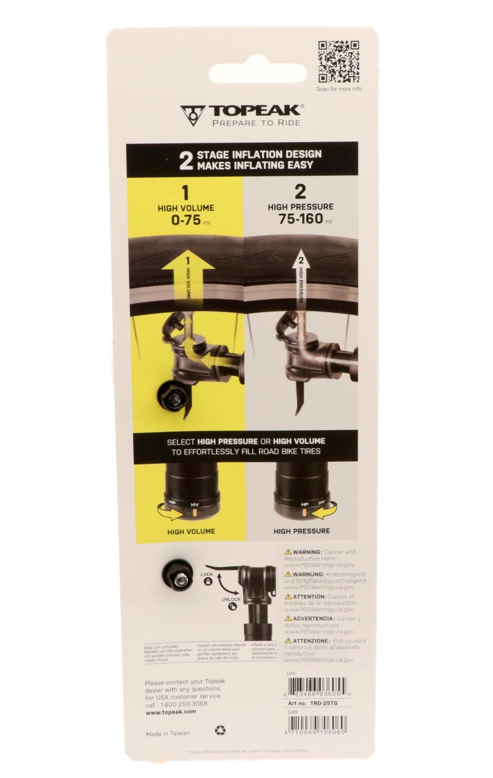 Topeak Roadie 2Stage Aluminum Bike Pump Presta Valve 160 PSI Compact