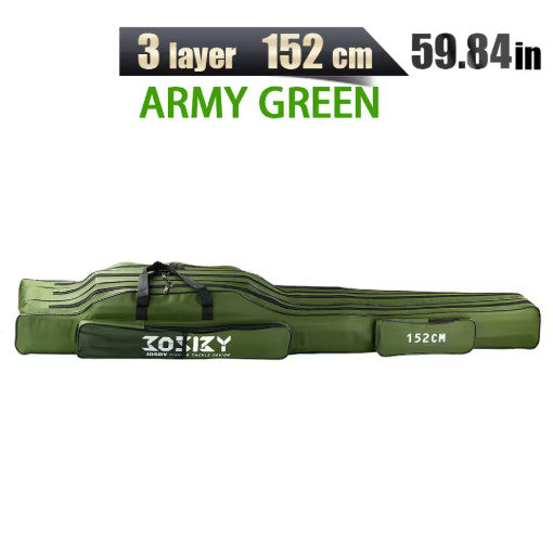 Foldable Fishing Rod Storage Bag Case 122/152/182cm with Multiple Compartments