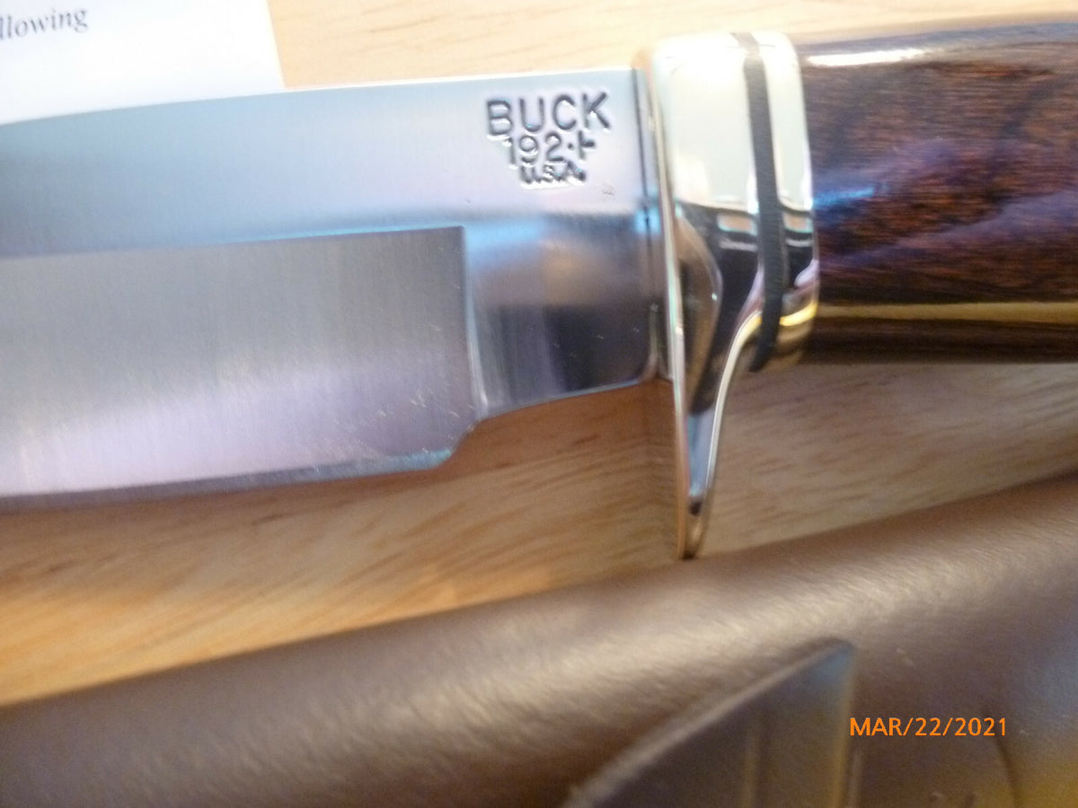 Fixed Blade Hunting Knife with Walnut Handle and Leather Sheath - 8 Inch