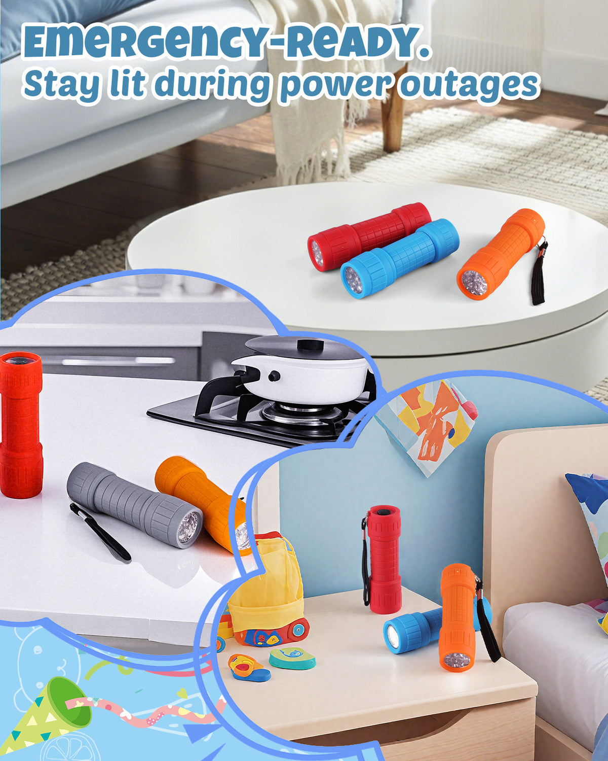 Impact Handheld Flashlight Set with 6 Compact LED Torches & AAA Batteries