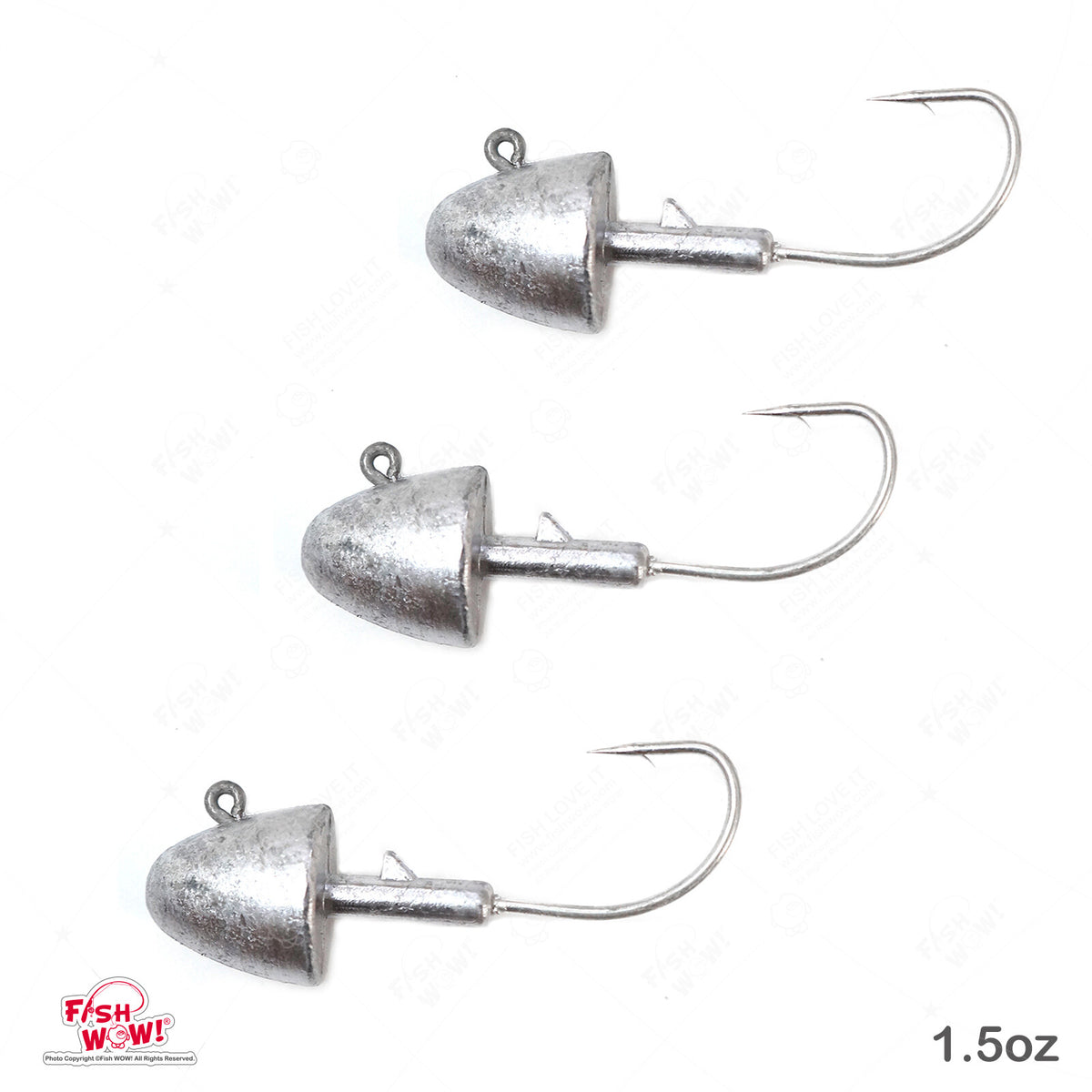 Unpainted 1.5oz Bullet Jig Head for Fish Soft Baits - Multiple Count Options