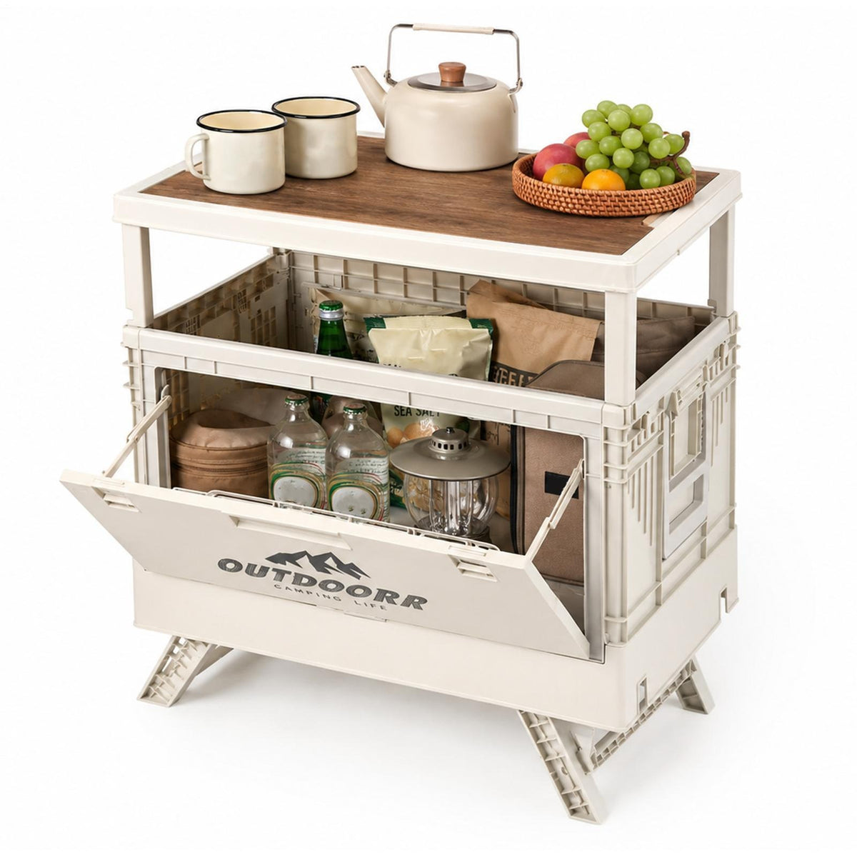 94-Inch Multi-Function Camping Kitchen Box with Washing, Chopping & Cooking