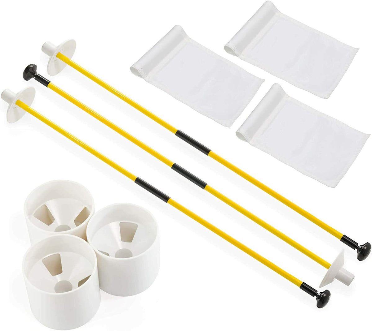 Golf Flagstick Set of 3 with Flags and Cups for Backyard or Course Use