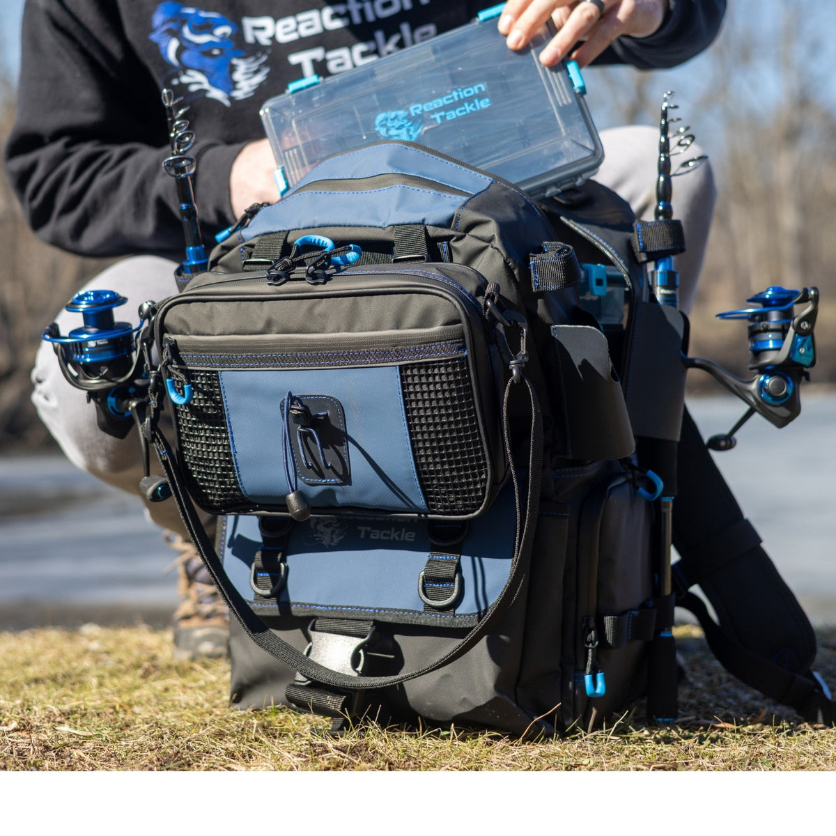 Fishing Tackle Backpack with Detachable Bait Binder - Heavy-Duty Water-Resistant Storage