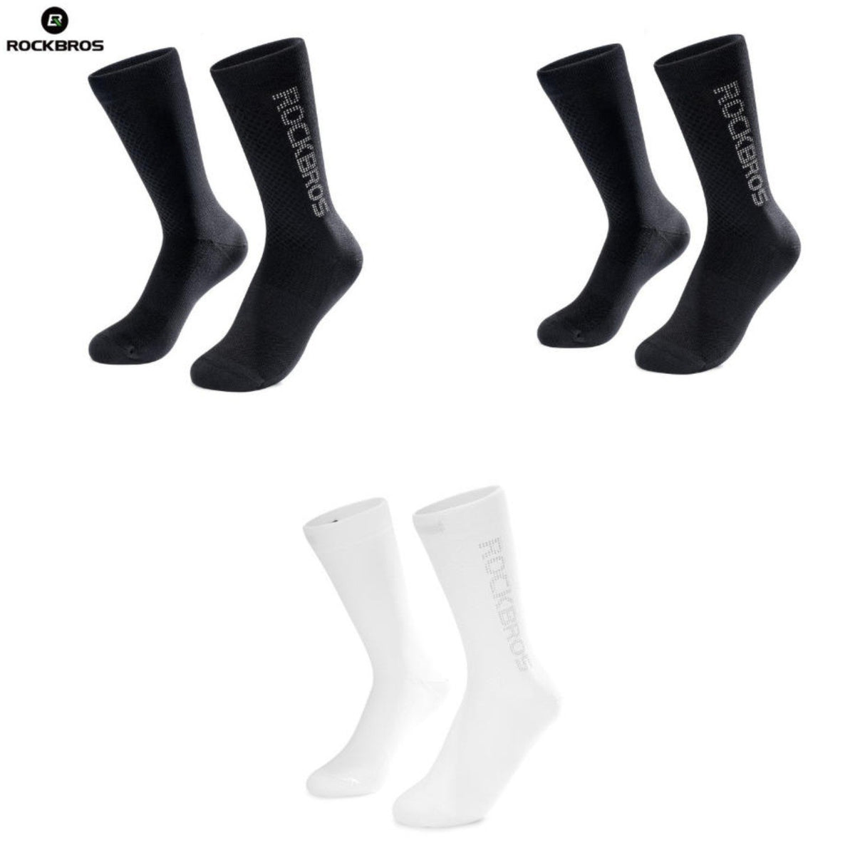 Cycling Socks Crew Length Breathable Reflective Logo 3 Pair
