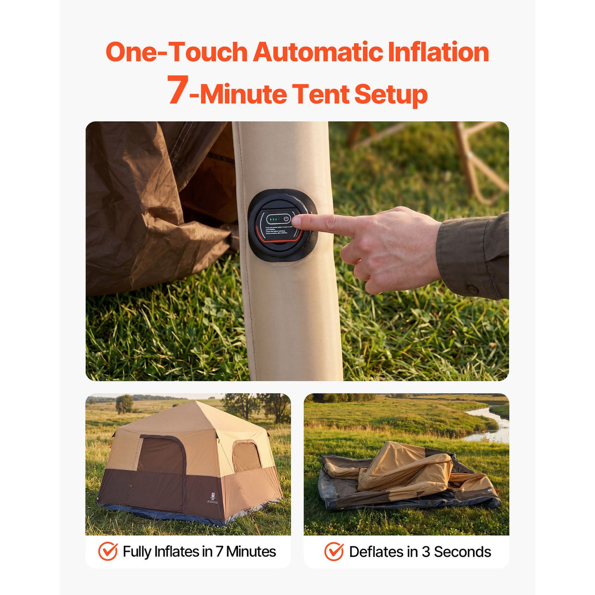 Rechargeable Inflatable Camping Tent Pump for 2-8 Person Tents