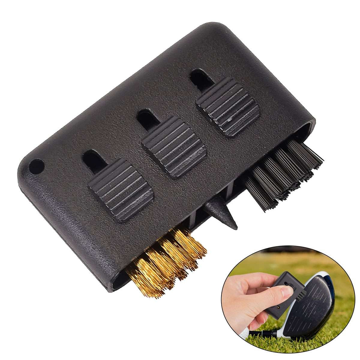 3-in-1 Portable Golf Club Cleaner Brush Retractable Pocket Accessory