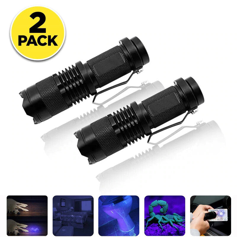 UV Blacklight Flashlight 395 NM Inspection Torch Waterproof & Focusable