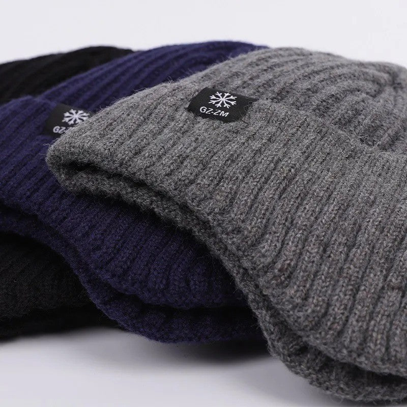 Men's Winter Knitted Beanie Hat with Faux Fur Lining Windproof Cap