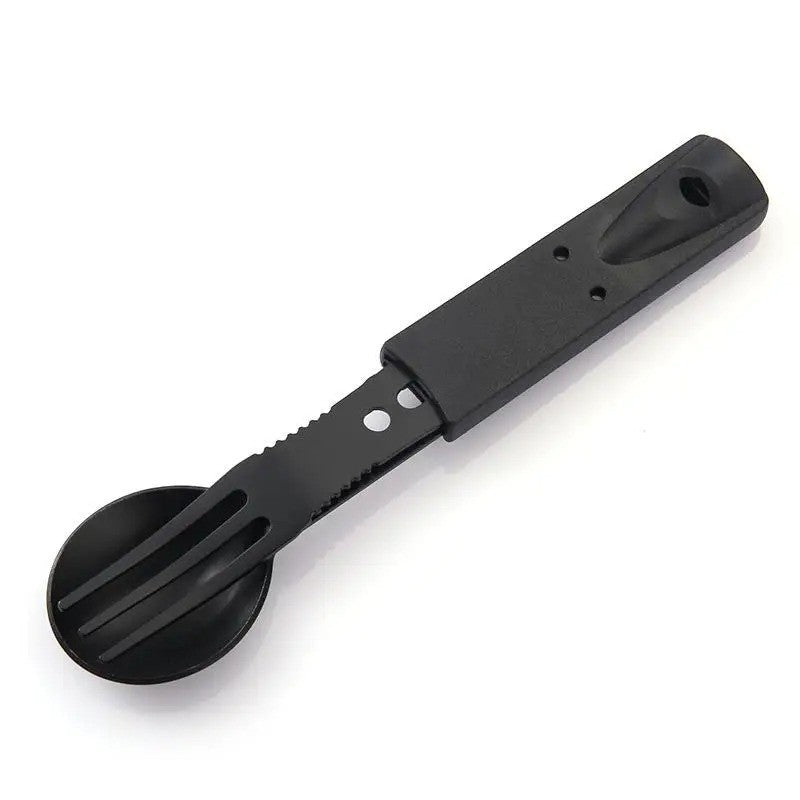 7 in 1 Camping Survival Multi Tool Set with Fork, Knife, Spoon, and Whistle