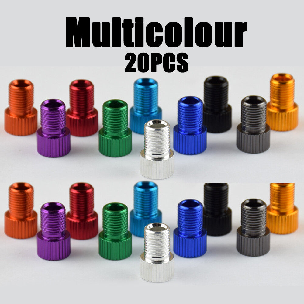 20Pcs Presta to Schrader Valve Adapters for Bicycle Tires - Durable Aluminum