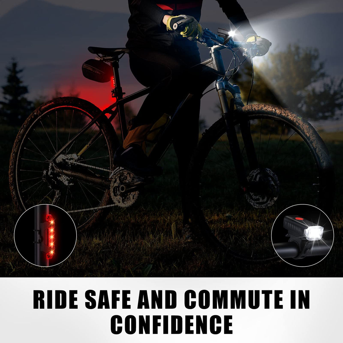 6 Sets Bicycle Front and Rear Lights Waterproof USB Rechargeable for Night Riding