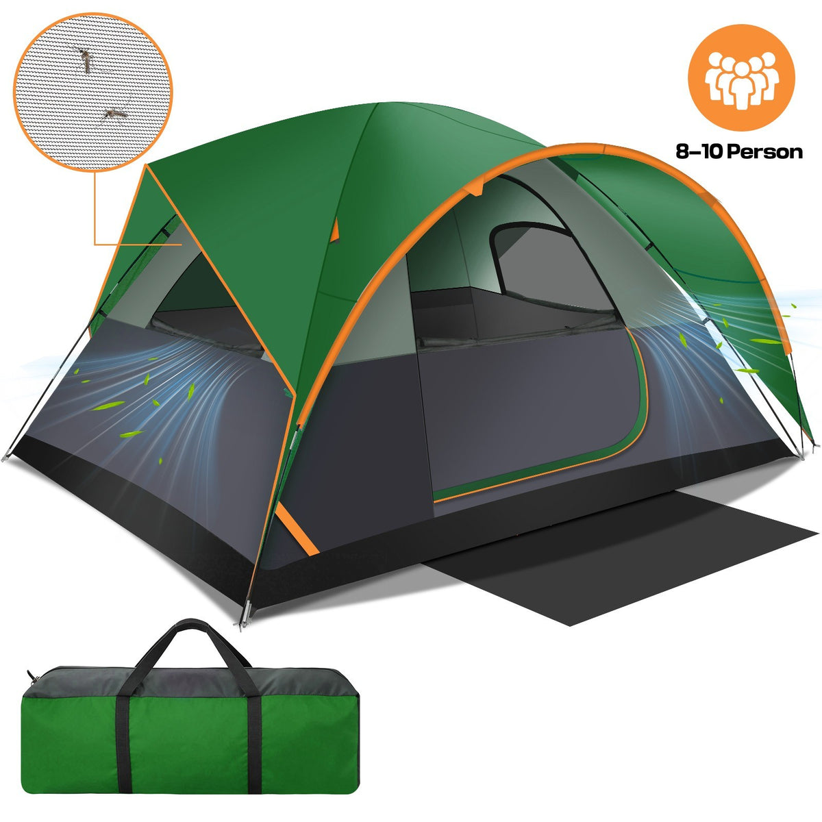 8 Person Family Camping Tent Waterproof Quick Setup Double Layer Shelter