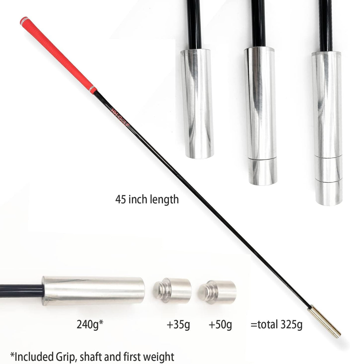 Golf Swing Speed Trainer with Adjustable Weights and Graphite Shaft