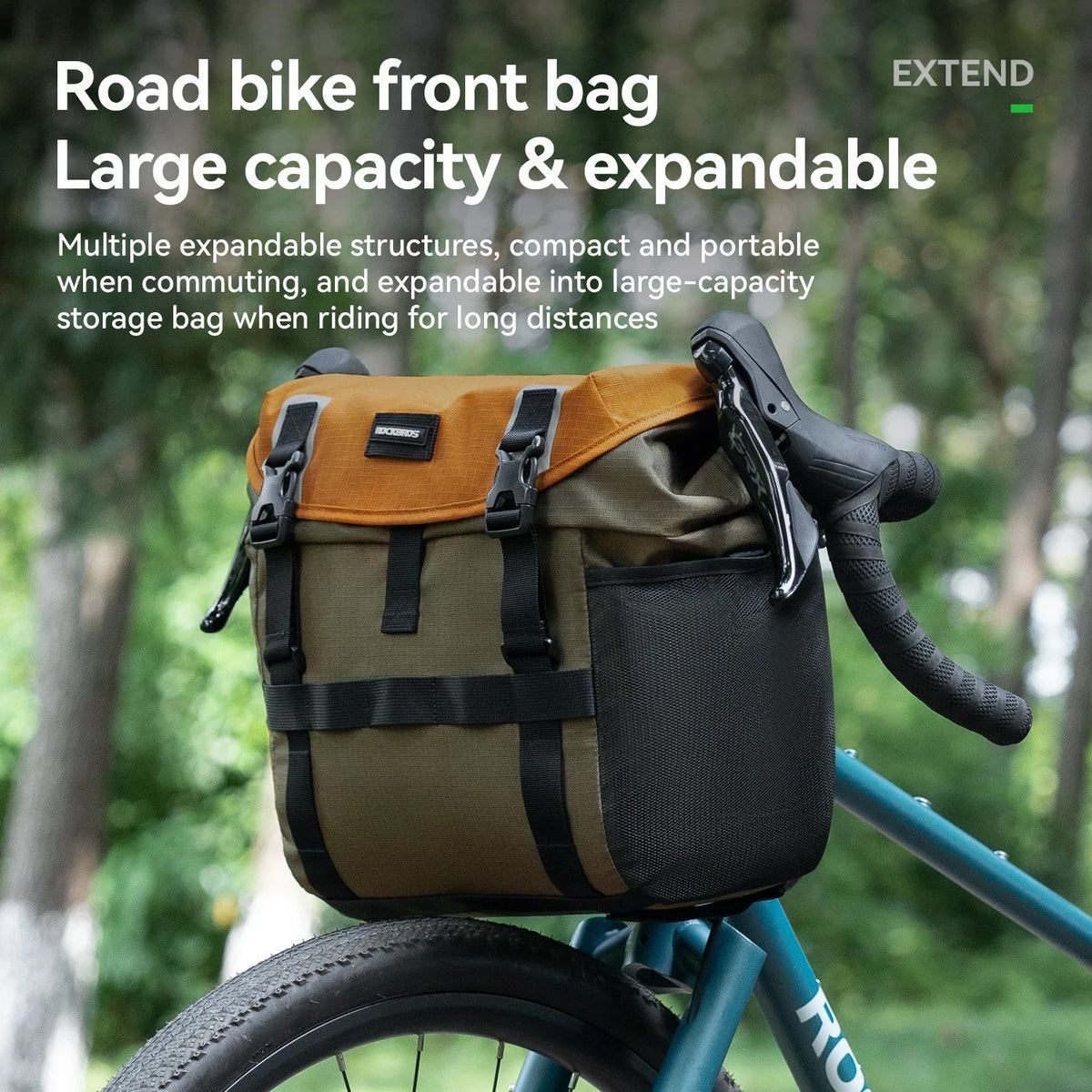 Waterproof Bike Handlebar Bag 24L Expandable Cycling Front Storage