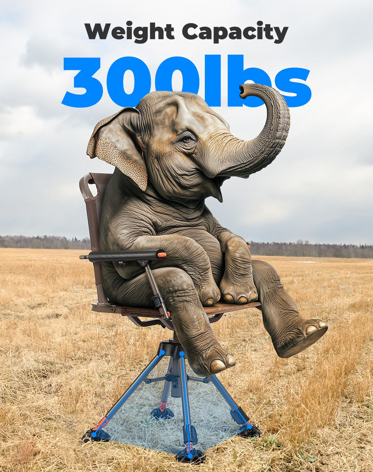 Camping & Hunting Chair 360° Swivel Foldable Adjustable Height Outdoor Seat