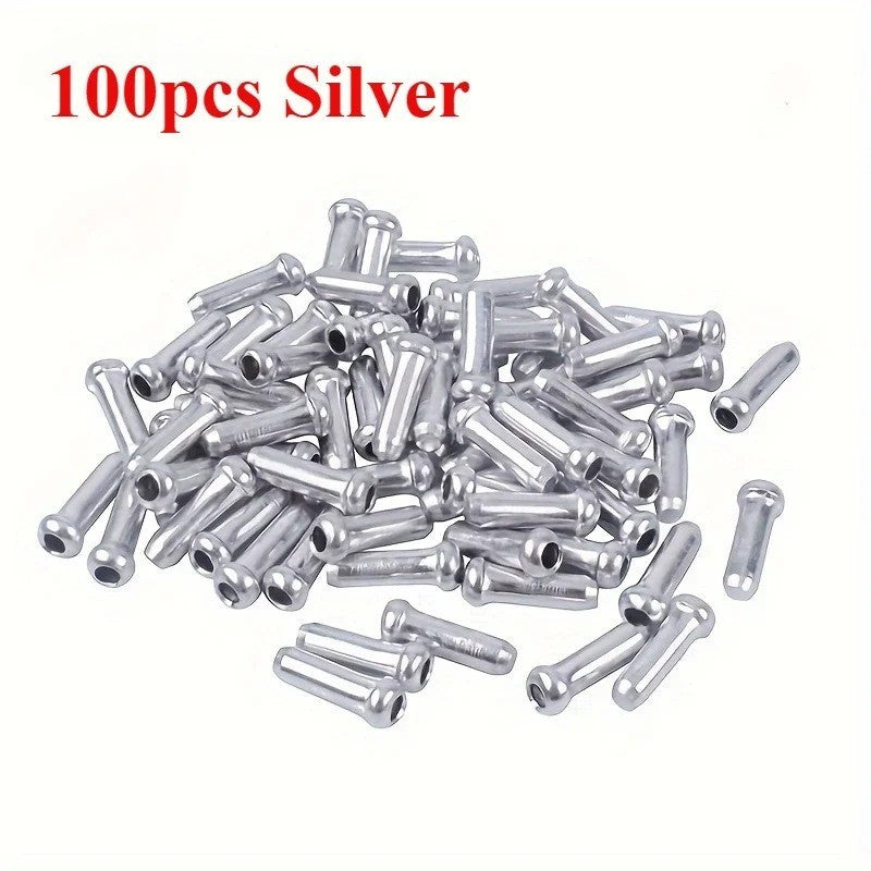 Bike Brake & Shift Cable End Caps Set - Aluminum Crimp Tips for Bicycle Cables